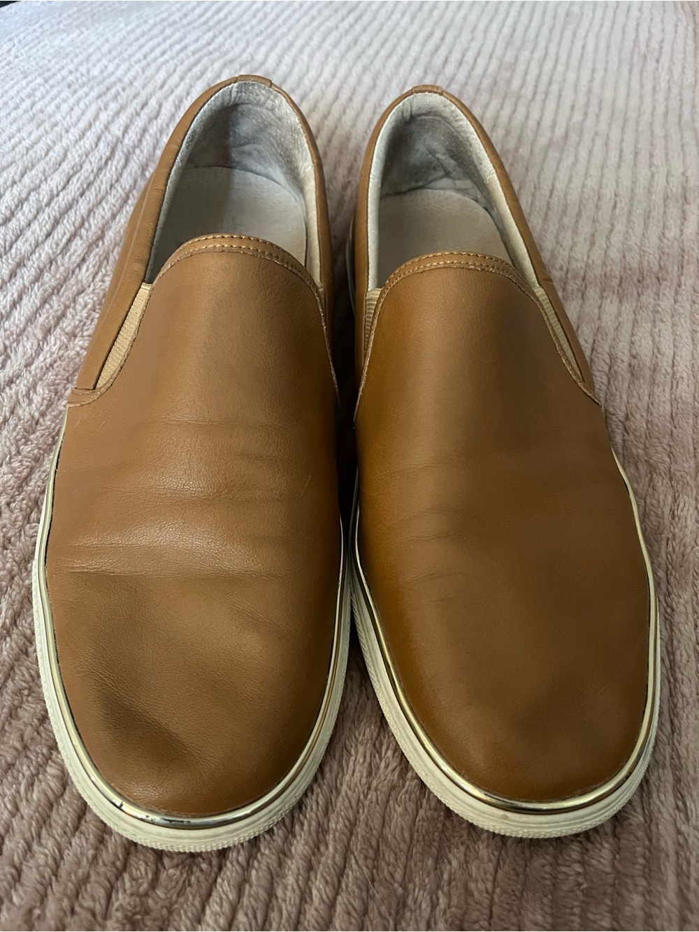 J Slides Women's Slip-On Flats in Cognac Brown